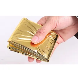 Portable Thermal Mylar Gold Cobertores para Adultos, Dobrável, Segurança ao ar livre, Sobrevivência Retain Body, Resgate Espacial de Emergência de Calor, 160x210cm