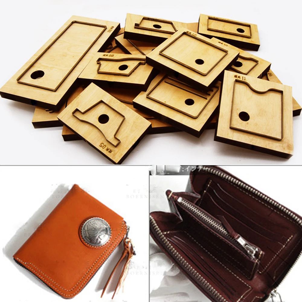 90x100x15mm DIY leather craft vintage folded zipper wallet card holder cutting dies knife mould hand punch tool pattern 8pcs/set