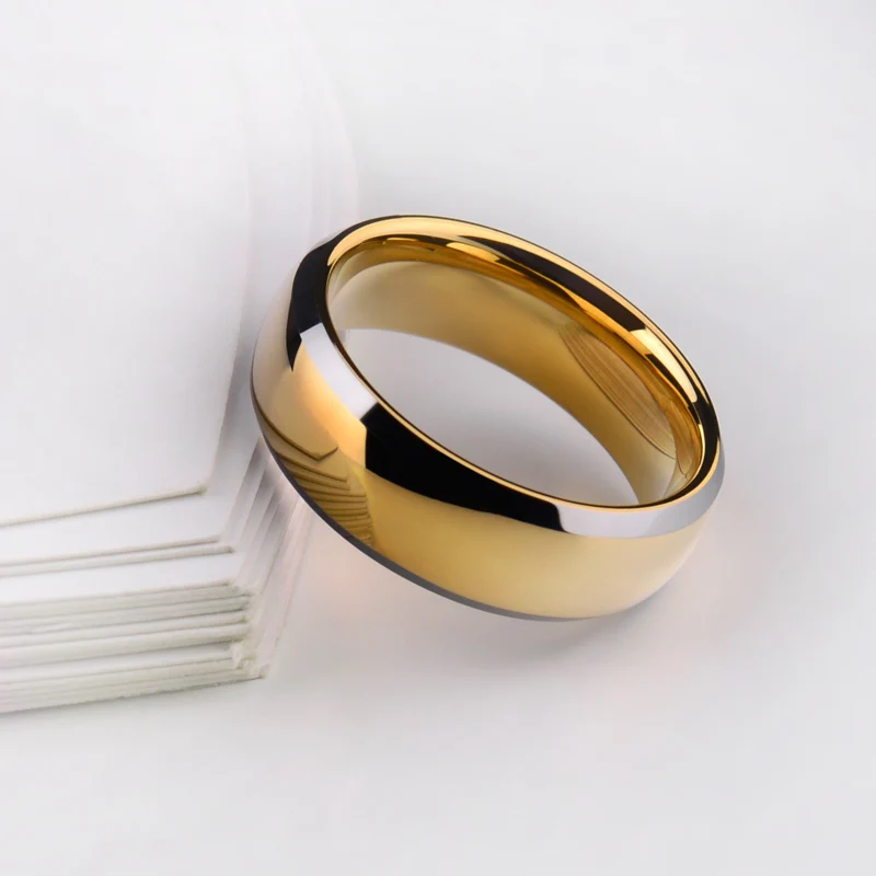 

Hot Sale Gold/Black Plating Man's Rings Hardness Tungsten Carbide Dome Band Comfort Fit Band With Free Shipping Size 7-13