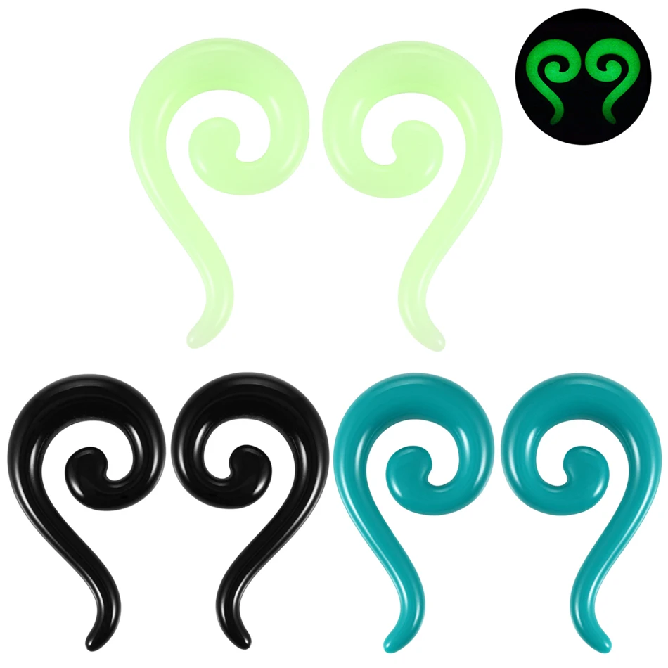 2 sztuk/partia akrylowe ogon spirali ucha Taper nosze Piercing Tribal Swirl Ear Flesh Plug Ear Hanger Expander Piercing biżuteria do ciała