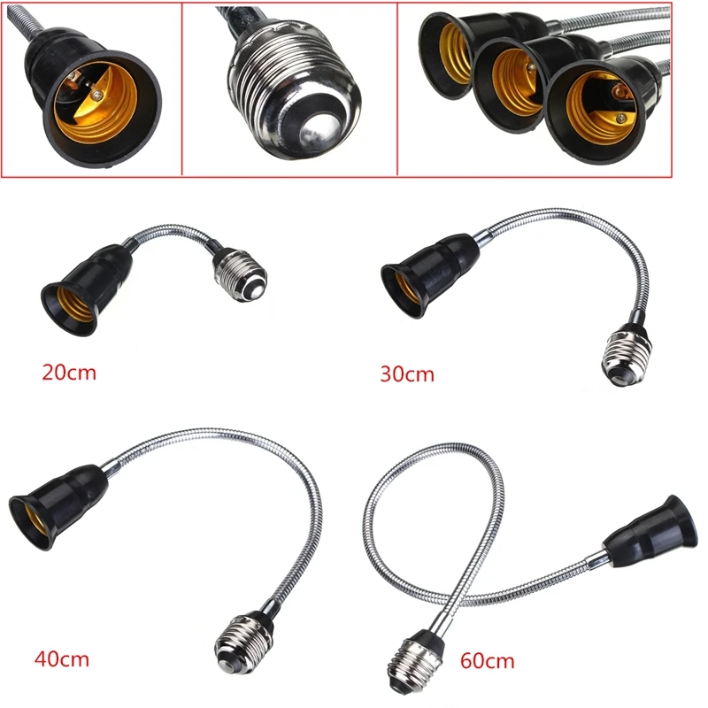 Jiguoor E27 To E27  Flexible Extend Extension LED Light Bulb Lamp Base Holder Screw e27 Socket Adapter Converter