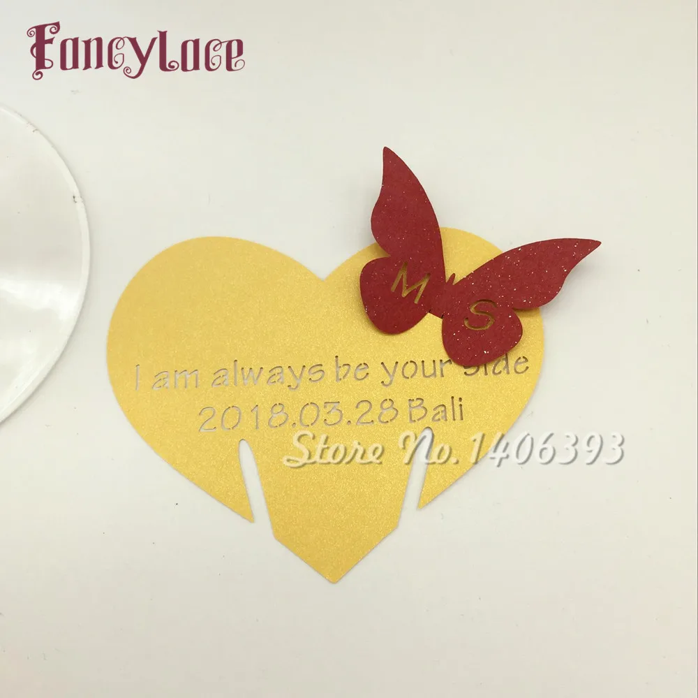 60pc DIY Love Heart Butterfly Wine Glass Paper Card Laser Cut Escort Cup Name Place Card Birthday Party Wedding Decorations