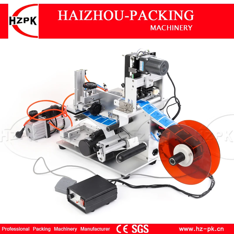 HZPK Semi-automatic Flat Labeling Machine With Label Printer For Square Bottle/Flat Product Labeling Coding Date At Once MT-60C