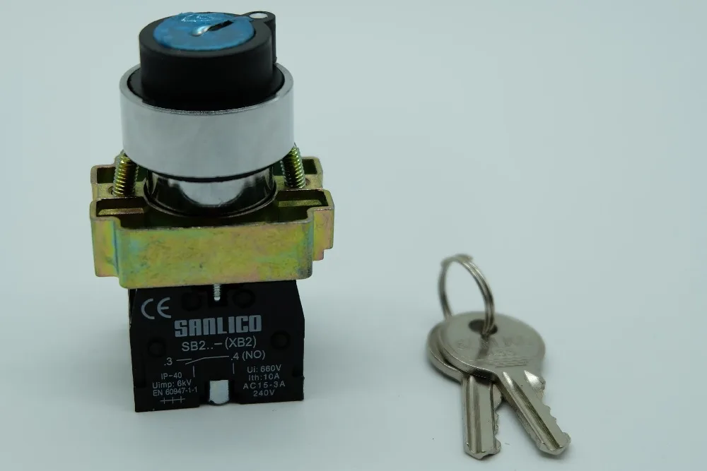 Metal Key Switch Selector Switch Rotary Switch Knob Switch Two or Three Position Standard Handle SB2 LA68B XB2BG21 BG33 Ø22mm