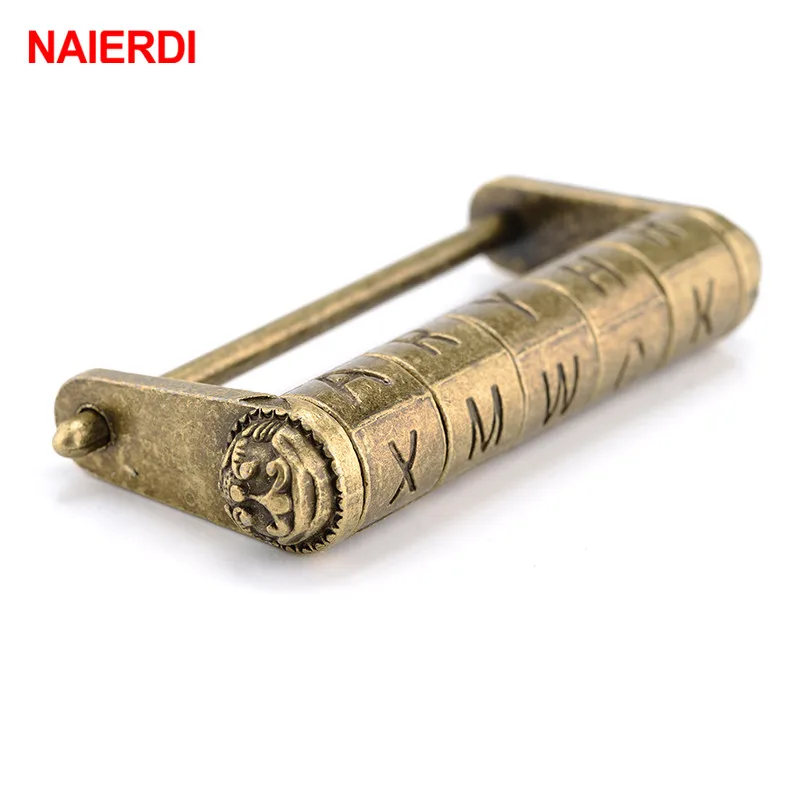 NAIERDI Antike Bronze Retro Kombination Schloss 5 Brief Zink-legierung Passwort Lock Schmuck Box Vorhängeschloss für Holz Koffer Schublade