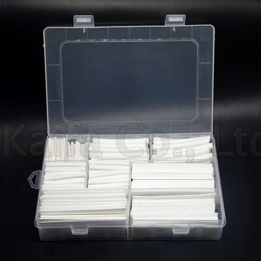 385pcs/box White 9 size 2:1 Heat Shrink Tube Shrinkable Sleeve Heatshrink Tubing Insulation Wire Cable