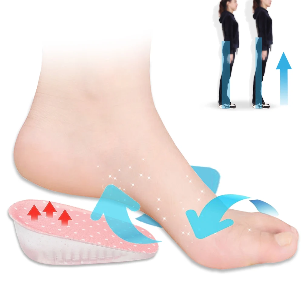 Elevator Insoles For Women Shoes Pad Self-Adhesive Height Increase Insoles Half Heel Damping Relieve Heel Pain Shoe Cushion