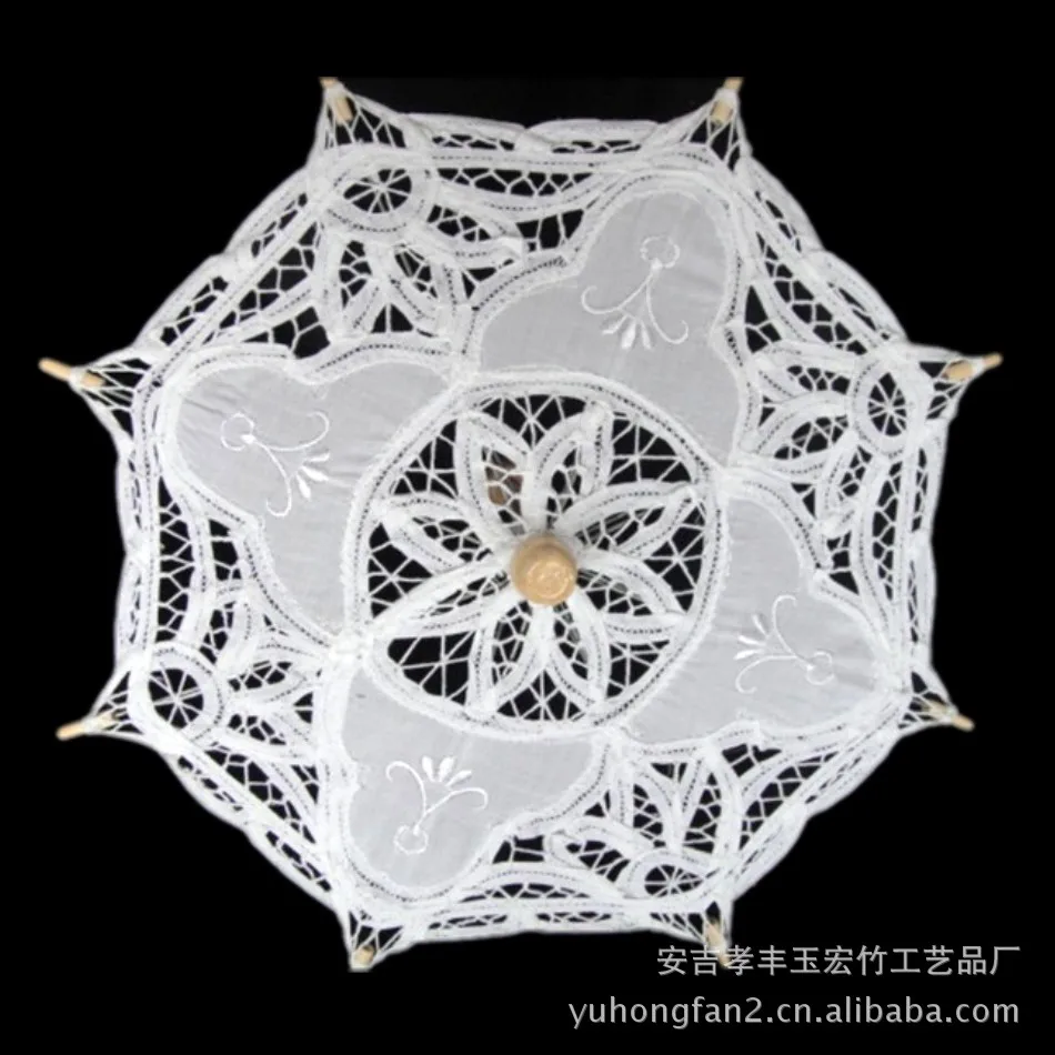 Vintage White Lace Umbrella for Wedding  Bridal  Bamboo  Lace Parasols  Small  Hot Sale