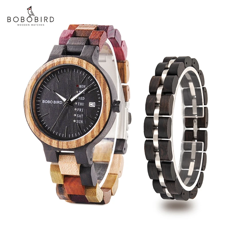 montre femme BOBO BIRD Wooden Women Watches Bracelet Set High Quality Japan Movement Quartz Watch in Wood Box reloj mujer