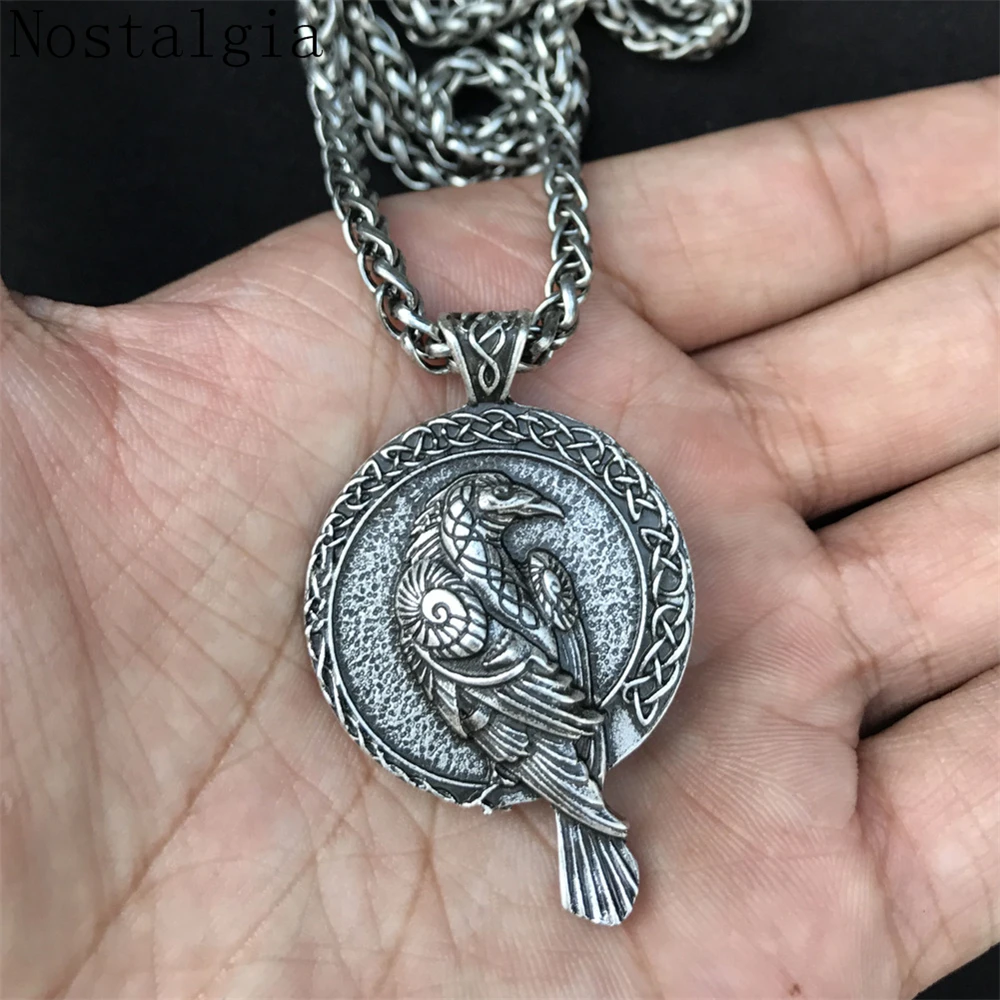 Dropshipping Viking Raven Nordic Amulet Necklace Pendant Black Bird crow necklace Norse talisman Viking Men Jewelry