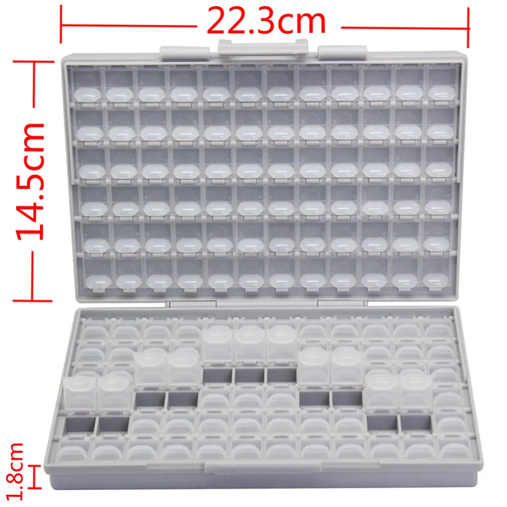 AideTek 6 SMT SMD resistor capacitor storage box Organizer 1206 0603 0805 0402 0201 tiny plastic part box lable 6BOXALL