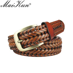 Maikun – ceinture tressée en cuir tissé pour hommes et femmes, Vintage, décontractée, avec boucle ardillon, pour Jeans