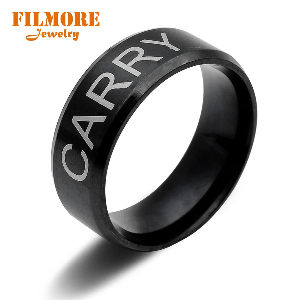 Dota 2 Gank Offlane Solo Carry Support Fashionj Ring Titanium Stainless Steel White Letter Ring Classic Charm Ring for Unisex