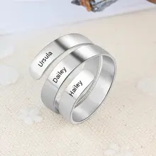 Personalized 3 Names Steel Ring for Women #4