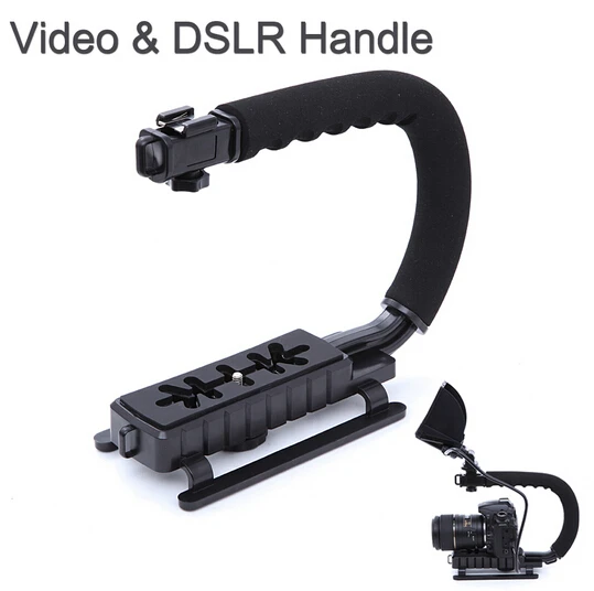 C Shape flash Bracket holder Video Handle Handheld Stabilizer Grip for DSLR SLR Camera Phone  Mini DV Camcorder 550d 650d d3500