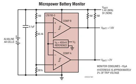 LT6700 LT6700CDCB-1 LT6700IDCB-1 LT6700HDCB-1 LT6700CDCB-2 LT6700IDCB-2 LT6700HDCB-2 - Micropotencia, bajo voltaje, comparador dual