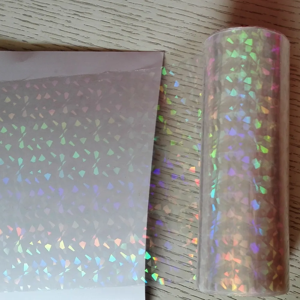 Holographic foil transparent foil broken glass hot stamping foil press on paper or plastic