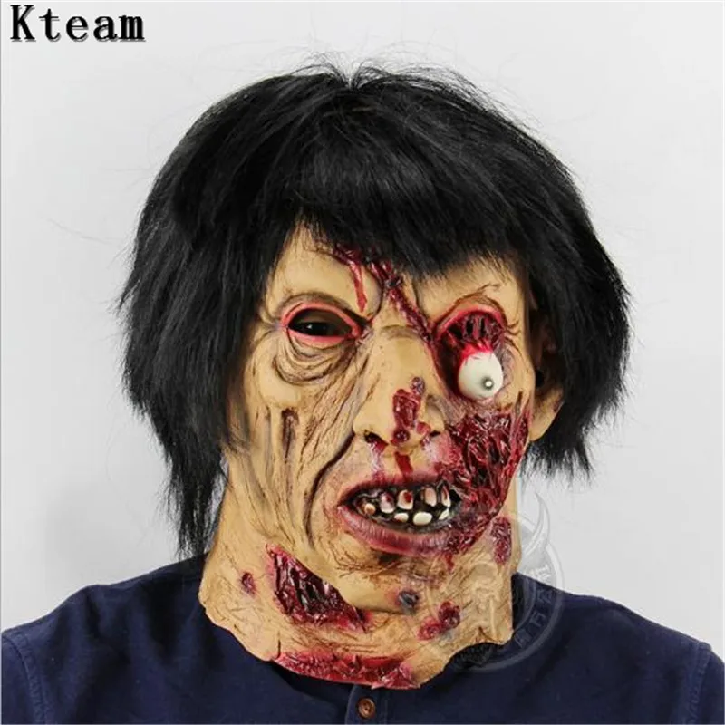 Halloween Party Decorations Latex Scary Horror Masks Airsoft Mask Headgears Zombie Devil Skull Cosplays Props Mascaras with Hair