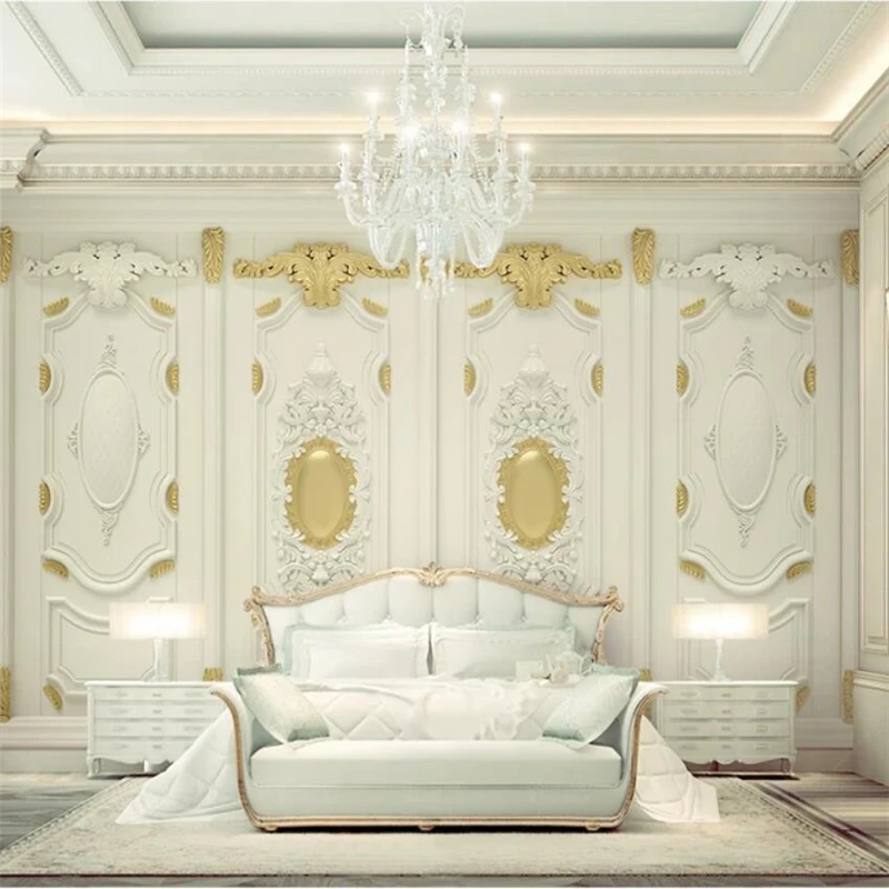 beibehang Custom wallpaper luxury 3d three-dimensional gold embossed carved simple European TV background wall papers home decor