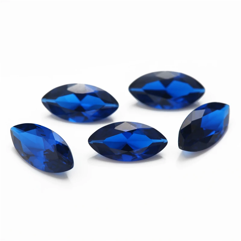 Size 3x6mm~8x16mm 106# 109# 120# 113# Blue Stone Maquise Shape Synthetic Spinel Gemstone For Jewelry Making