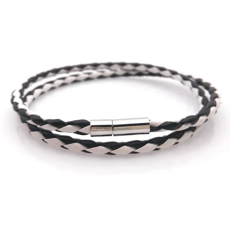 New Style! 2023 Latest Popular 2 Laps Leather Bracelet, Men Charm Vintage Black Bracelet, 7 Color Choose,Length 42CM