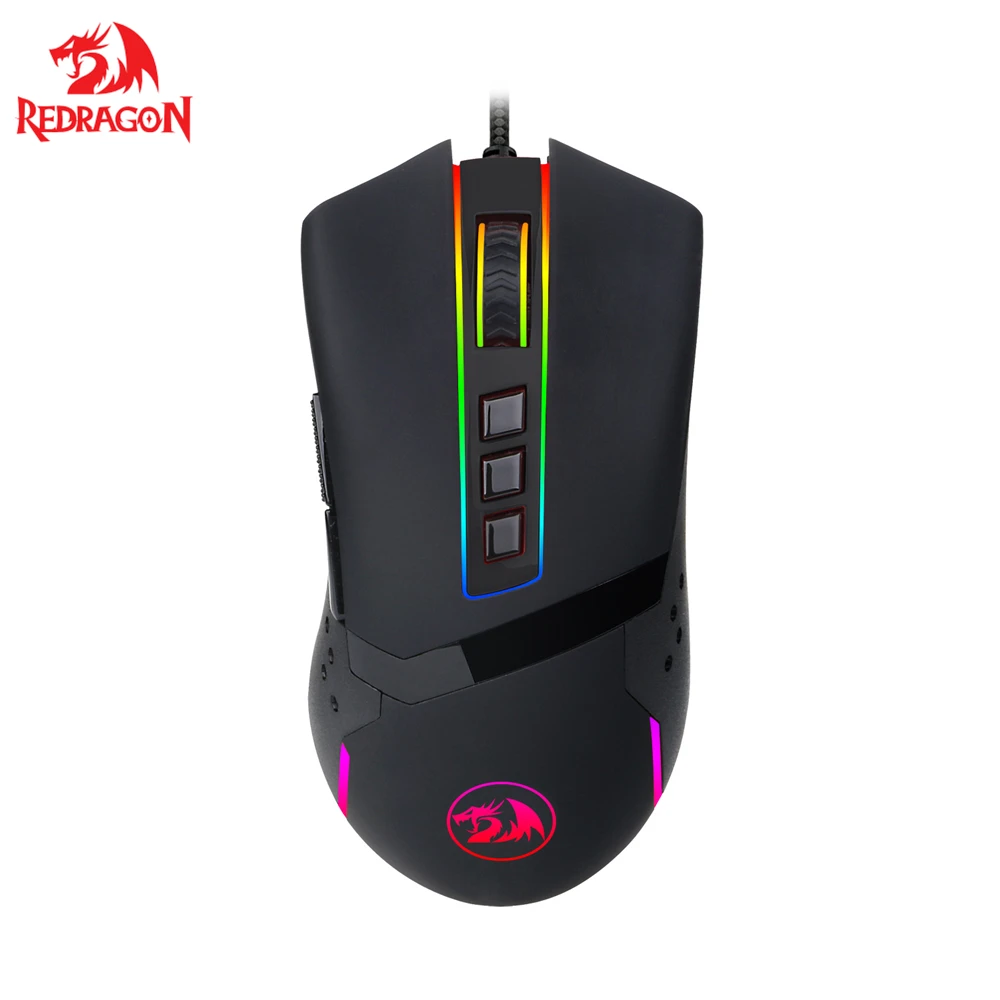 Redragon M712 RGB Gaming Mouse Wired 10000 DP RGB LED Backlit MMO PC Gaming Mouse Ambidextrous Macro Programmable Computer Mice