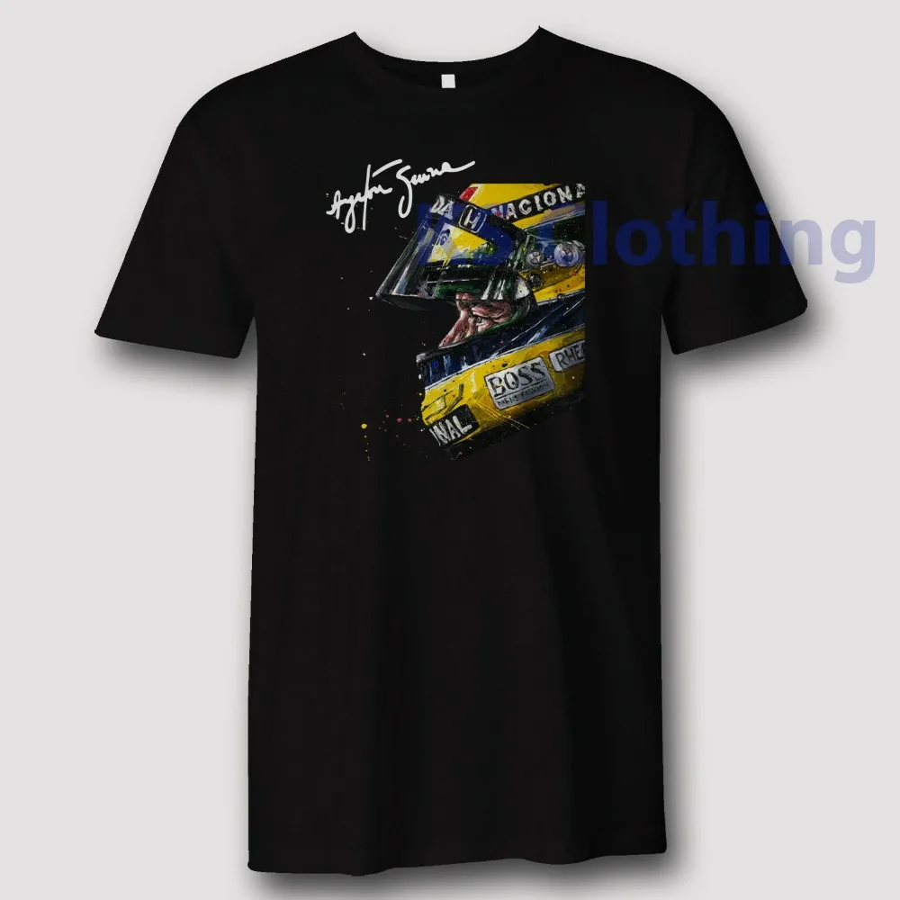 Ayrton Senna Tribute Helmet Design Fashion Black Newest 2019 Fashion Summer Short Sleeve Men Punk Tops Cotton Print T Shirt