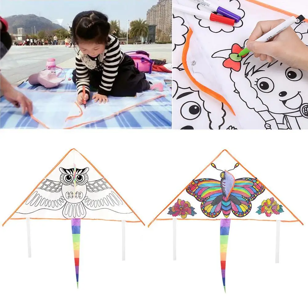 1pc DIY Cartoon Graffiti Kite Family Outings Outdoor Fun Sports Kids Kites Flying Toys For Children