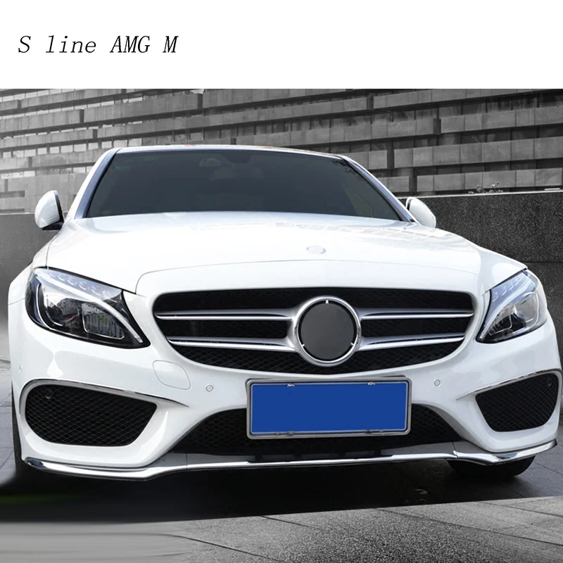 For Mercedes Benz C Class W205 Car styling Front fog lamps cover grille slats lights Sticker decoration strips auto Accessories