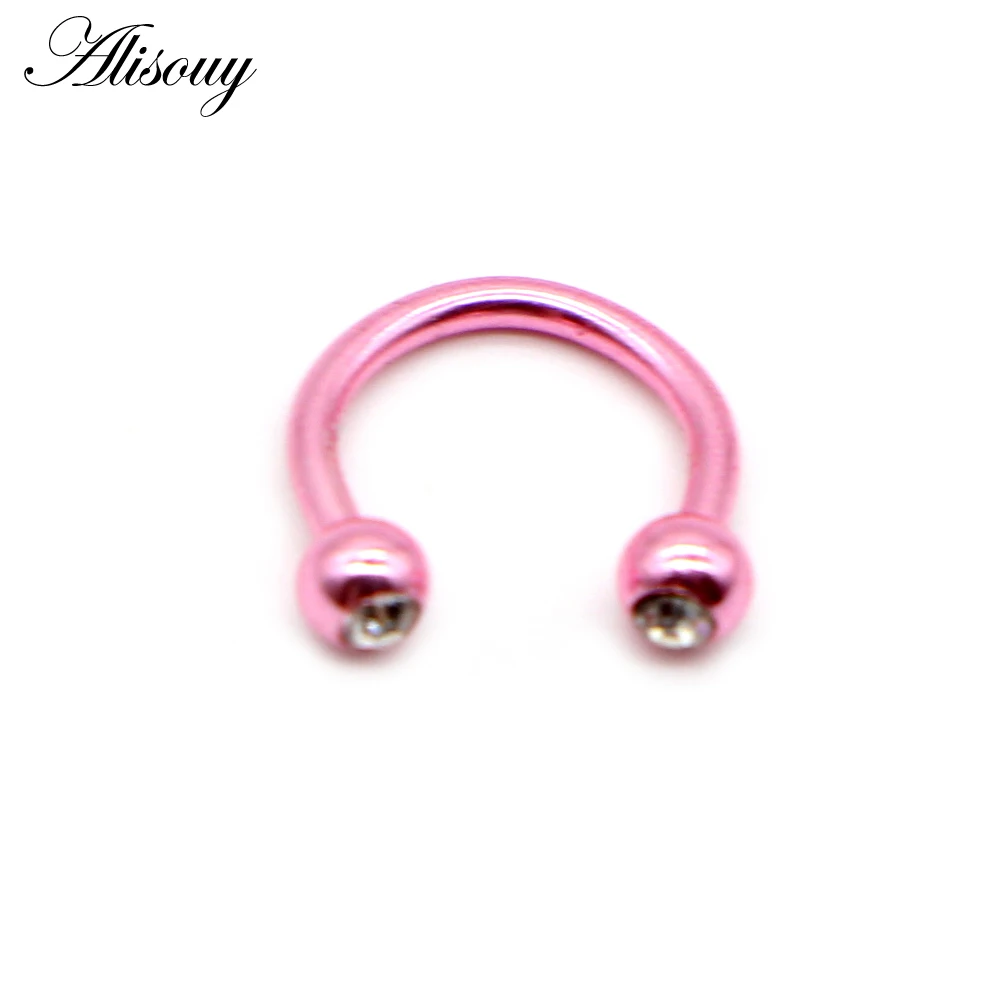 Alisouy 1PC Stainless Steel Hoop Nose Ring Nose Piercing Fake Piercing Septum Clicker Numbers Hanger For Jewelry