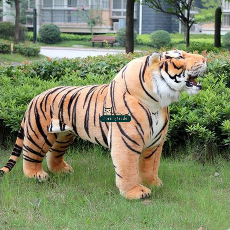 Dorimytrader Lifelike 110cm Animal Tiger Plush Toy Large Standing Tiger Gift Home Decoration Teaching and photography props