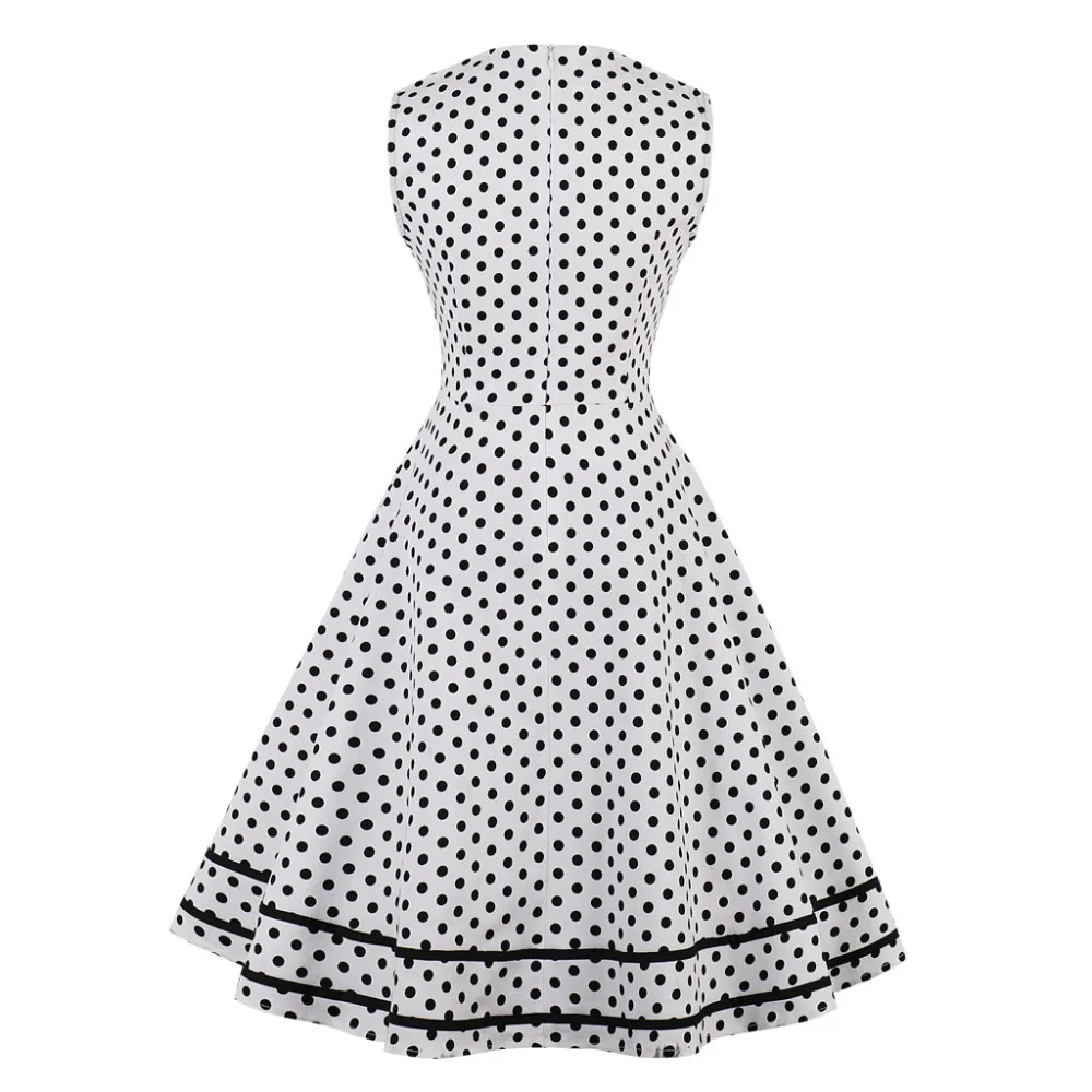 Women's Polka Dot Sleeveless Dress 50s Vintage Pin Up Rockabilly Female Party Dresses Plus Size 4XL Summer