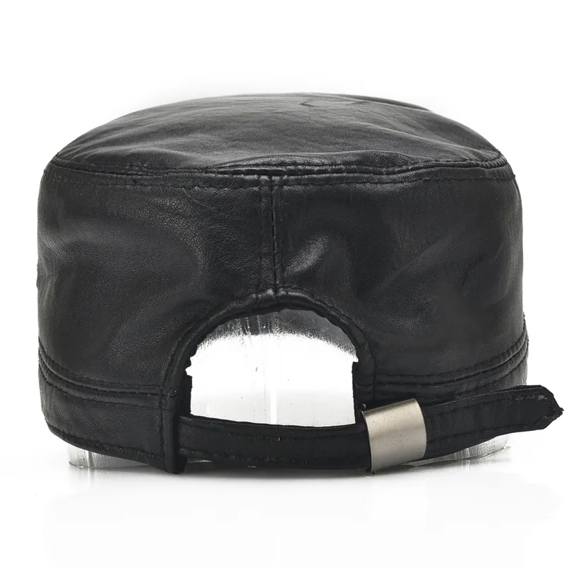 Male Leather Baseball Cap Autumn and Winter Outdoor Leisure Hat Cattle Leather Hat Sheepskin Cap Adjustable Manufacturer B-7129