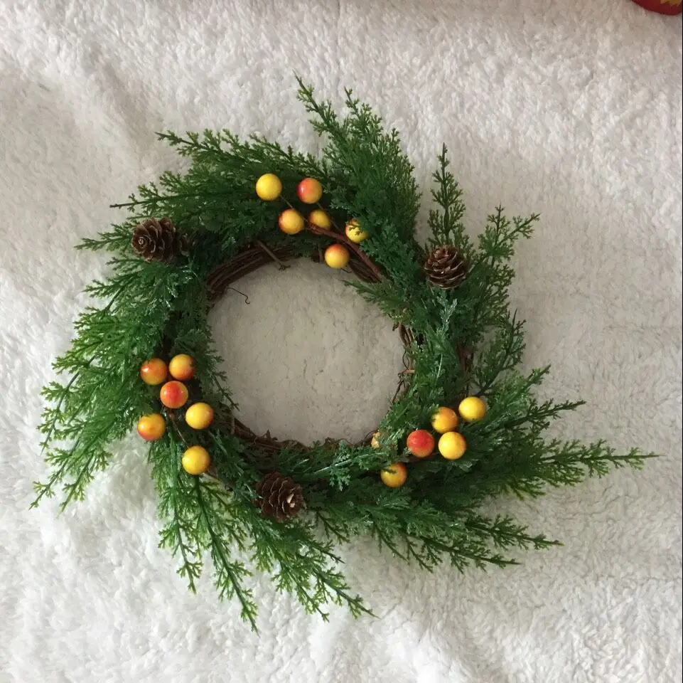 

American Country Pine and Cypress Branches, Natural Christmas Wreath, Garland Candles, Home Decoration, Free Shipping, 25cm, 1Pc