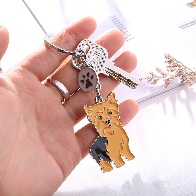 Key Chain Yorkshire Terrier Key Buckle Pet Dogs Alloy Metal Key Ring Pom Gift For Women Girl Bag Charm Keychain Pendant Jewelry