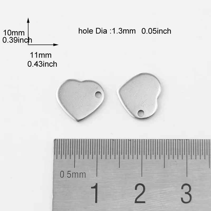 500pcs diy Blank Stamping Tags hearts drop round oblong mini Charms DIY Bracelet Necklace Stainless Steel Pendant