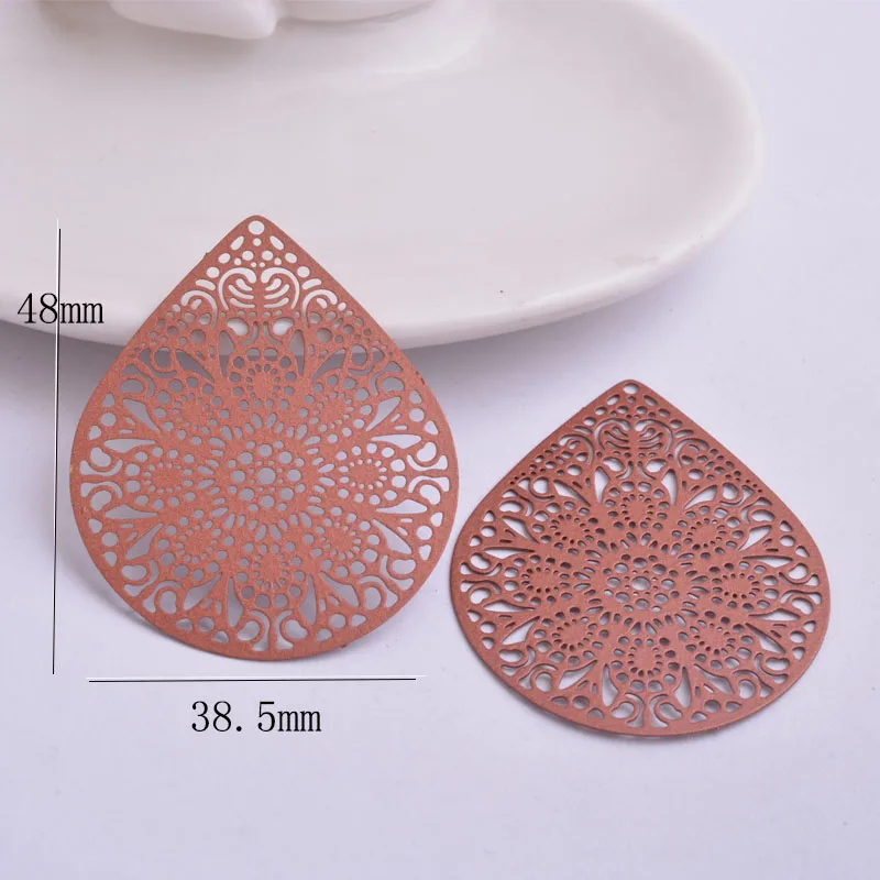 30pcs AB2730 Hyperbole Filigree Big Water drop Charms Coffee Red Mustard Color Thin Charm Pendant Connectors