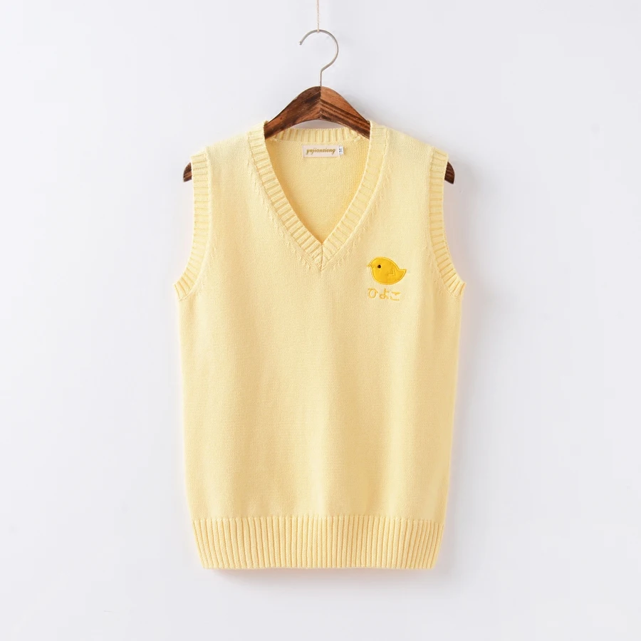 

JK Uniforms Japanese Cosplay Yellow chick pattern embroidery sweater vest DA069
