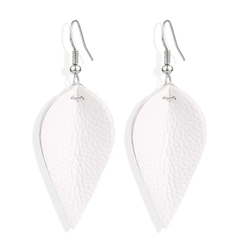 lureme Faux Leather Earrings Set for Women Lightweight Teardrop Handmade Leaf Earrings