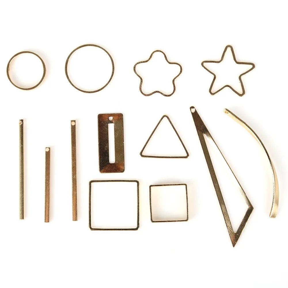 2-20 sztuk/partia miedź Metal złoty rod Mix rozmiar okrągły kwadrat geometryczne Charms wisiorek do tworzenia biżuterii Diy biżuteria Handmade