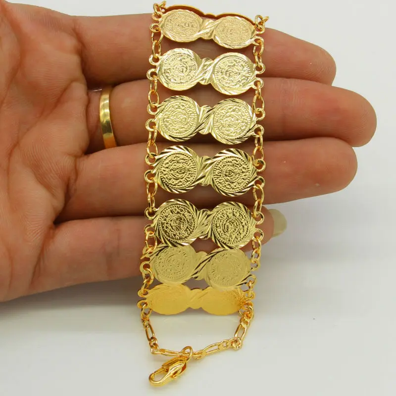 

23cm Coin Bracelet For Women Men Gold Color Link Chain Bangle Women Islam Musilm Arab/Middle East/African/Ethiopian Jewelry