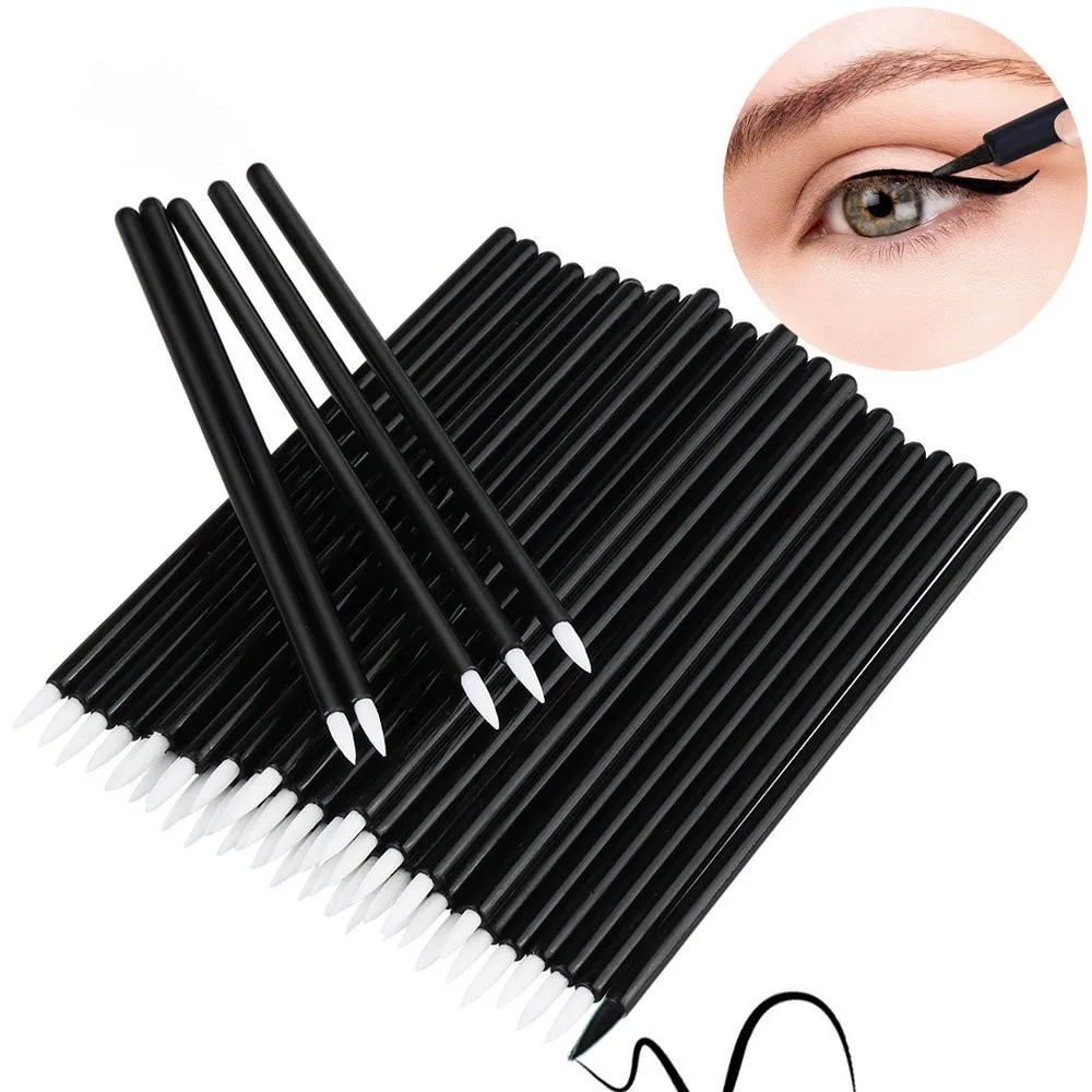 50Pcs Disposable Eyeliner แปรง Eye Shadow Applicator Fine Point Eye Liner ปากกา Lip Liner แปรงเครื่องสำอางค์เครื่องมือแต่งหน้าชุด