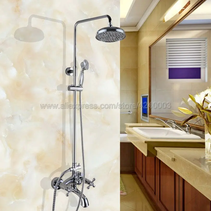 Chrome Finish Rain Shower Set Faucet 8