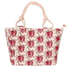 Large Women's Foldable Tote Casual Canvas Flower Bag #6
