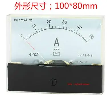 Measurement Tool Analog Panel Ammeter Gauge DC 0 - 50A Measuring Range