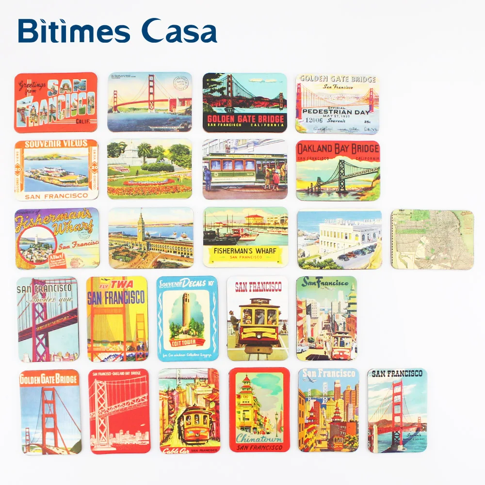 

Bitimes 24 PCS San Francisco Scenic Refrigerator Fridge Magnets Set Souvenir Golden Gate Bridge Home Decor Magnetic Stickers