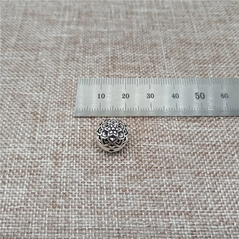 2 Pieces of 925 Sterling Silver Flower Blossom Beads 2-Sided Diameter 12mm for Bracelet Necklace