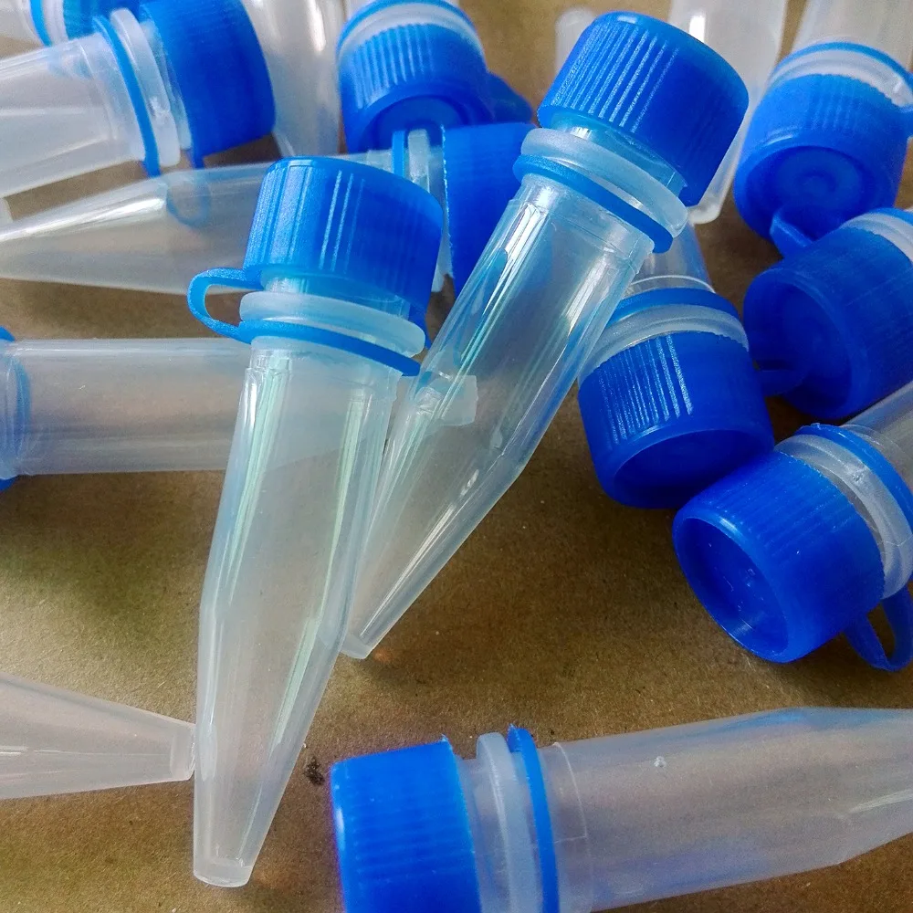 100pcs , 1.5ml Lab Clear Micro Plastic Test Tube Centrifuge Blue Screw Cap Container for Laboratory Sample Specimen Lab Supplies