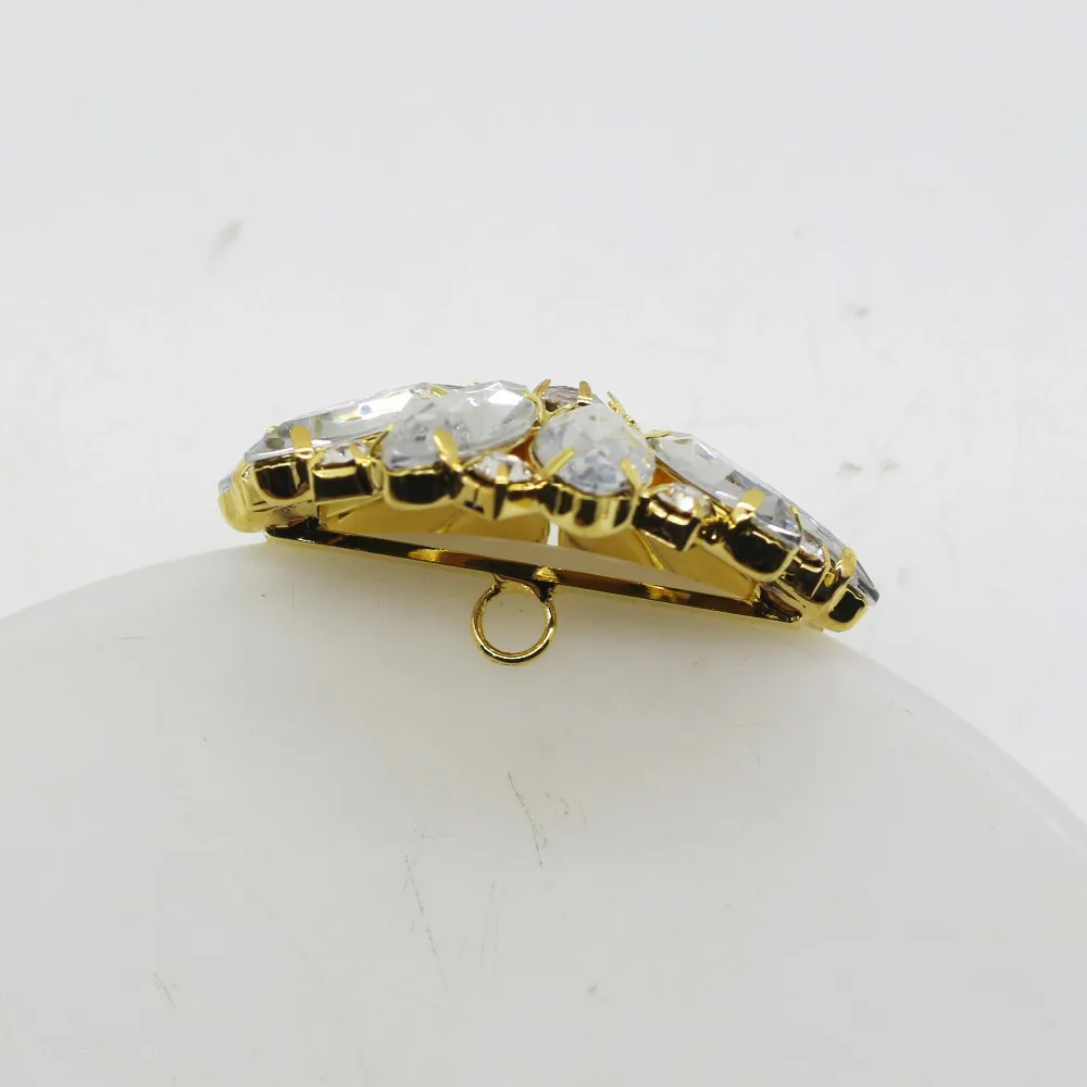 3pcs/lot 40mm rhinestone crystal button gold decorative flower button coat clothing fashionable clothing  accessories.