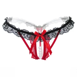 Neueste sexy Schritt lose Kunst perle Spitze Bowknot Frauen Tangas Slips Höschen G-String heißen Verkauf transparente Schlüpfer für Flitter wochen